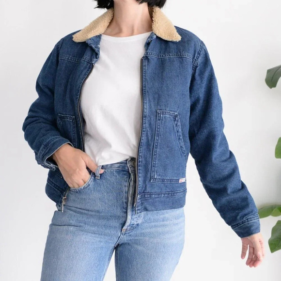 Vintage Levi's Dry Goods Trucker Winter Denim Jacket with Sherpa Lining Medium - Picture 3 of 14